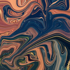 Dynamic swirl of navy, peach, and teal tones creating an abstract fluid motion. Ideal for modern abstract backgrounds and art projects.