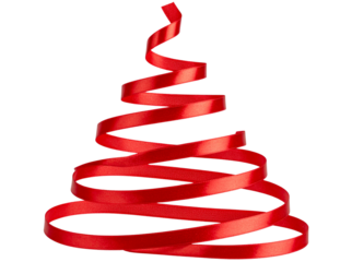 Minimalist Red Ribbon Christmas Tree Illustration, Transparent PNG (2)