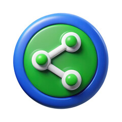 3d blue and green share icon symbol isolated on transparent background