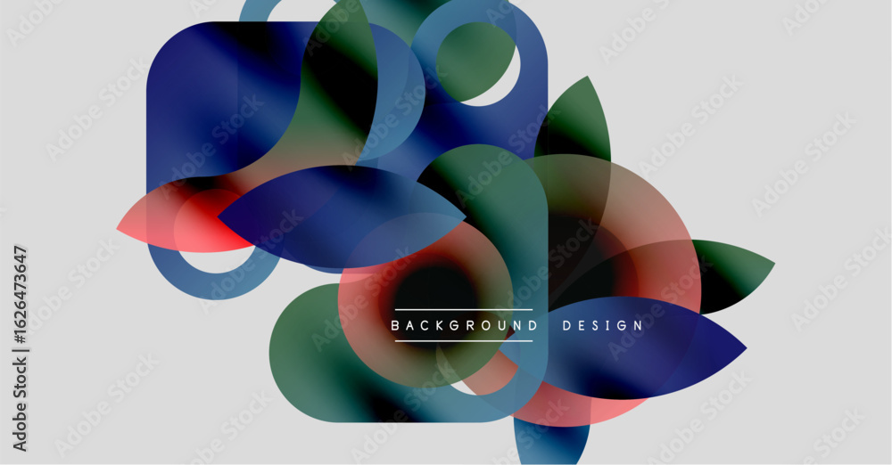 Poster abstract colorful shapes overlap, creating dynamic background. text reads background design centrall