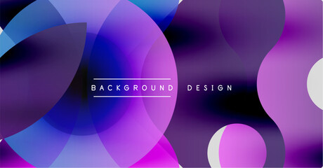 Abstract purple design features overlapping circles, gradients. Modern aesthetic, suitable for digital backgrounds, presentations.