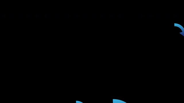 Blue Downward Arrow Animation Showing Decrease or Negative Effect (Alpha Channel, Looping)