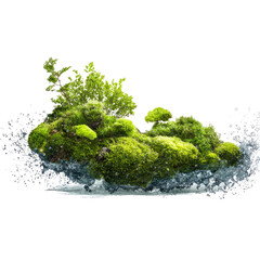 Fototapeta premium Lush moss island rising from water