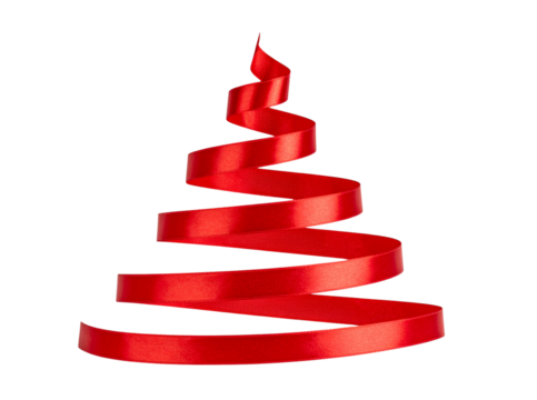 Minimalist Red Ribbon Christmas Tree Illustration, Transparent PNG