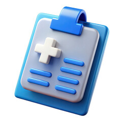 Fototapeta premium 3d rendered medical clipboard with cross symbol and lines isolated on transparent background