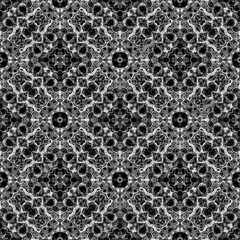 Seamless ornamental floral pattern in black on transparent background