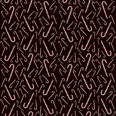 Watercolor illustration classic red and white candy cane with diagonal stripes, caramel seamless pattern in realistic. for Christmas packaging holiday cards festive decor and seasonal branding