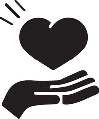 Heart in Hand Symbolizing Love Care and Support for Charitable Causes and Volunteer Work A Black and White Icon