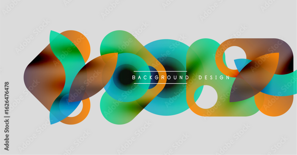 Poster abstract fluid shapes, vibrant colors, modern design. overlapping forms create dynamic visual textur