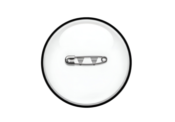Close-up of a safety pin on a white button.