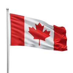 Canada national flag waving in the wind on transparent background
