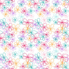 Colorful Hand-Drawn Floral Line Art Pattern