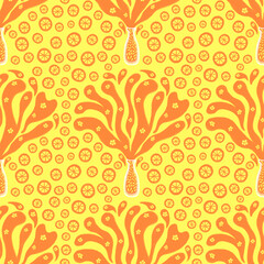 Orange Juice Splash and Citrus Slices Fun Pattern