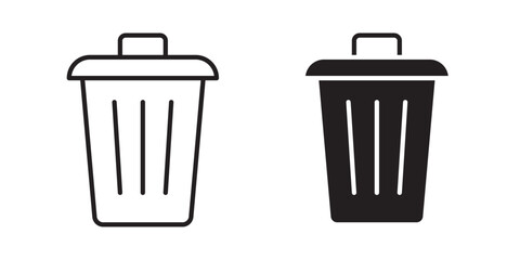 Delete Icon , trash can icon set, Trash bin icon  . Vector illustration with stroke and fill on a white background.