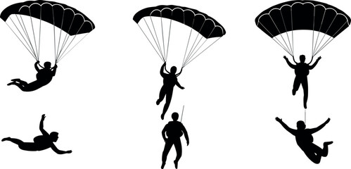 parachuting, freefalling, and landing, showcasing extreme sports, thrill, adventure, and aerial excitement.parachuting, freefalling, and landing, 