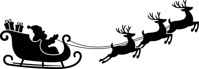 reindeer silhouette, festive winter night, magical holiday season, gift delivery, celebration, Santa flying, snow scenereindeer silhouette, festive winter night, magical holiday season, 