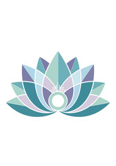 Obraz premium A stylized, geometric lotus flower illustration with a calming color palette.