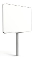 Obraz premium Blank white rectangular billboard on a simple white pole