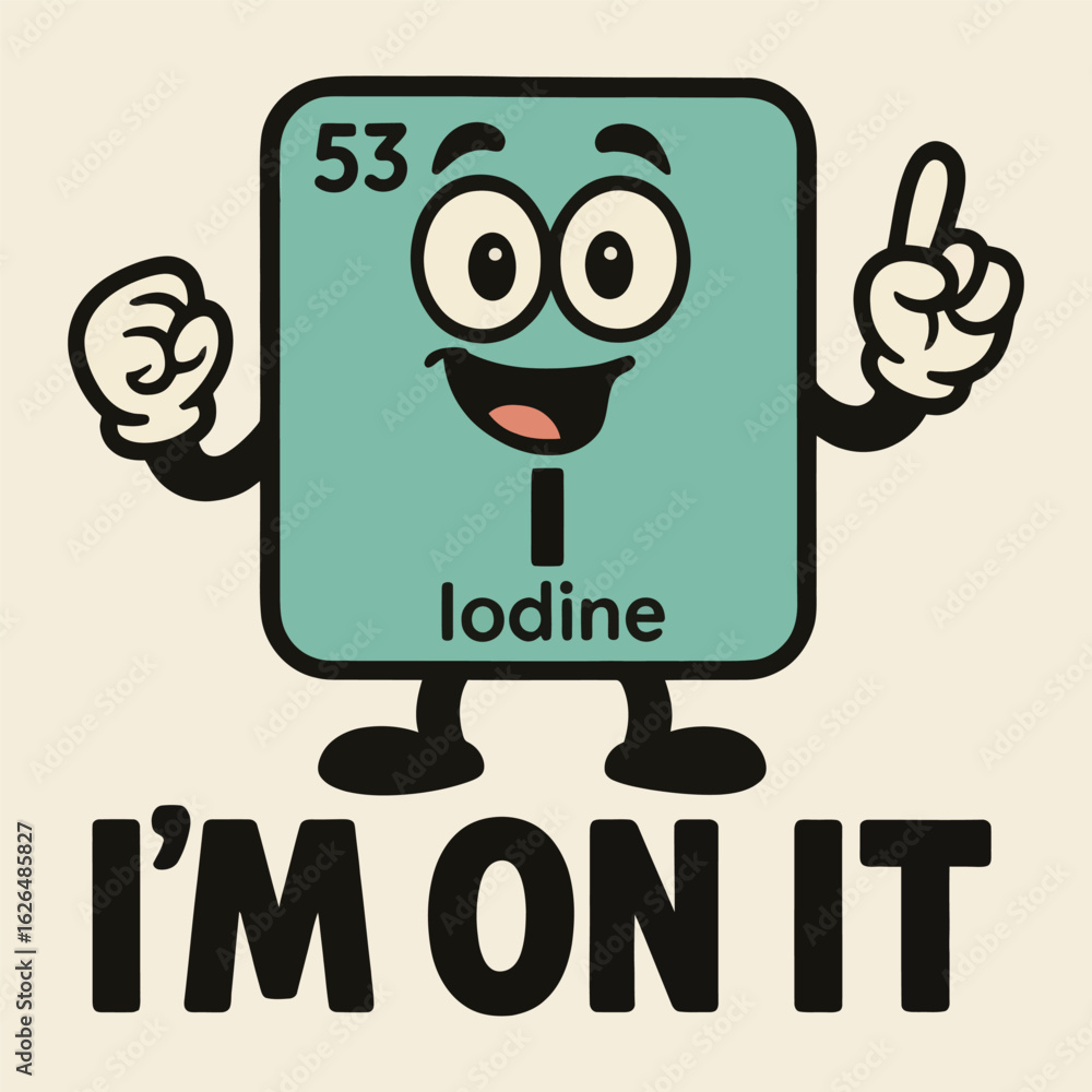 Poster a cartoon of a smiling element symbol with the words 