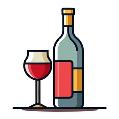 wine bottle and glass