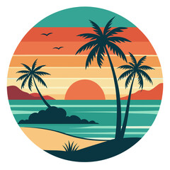 Split Ocean Horizon – Subtle Gradient Bands and Flying Birds