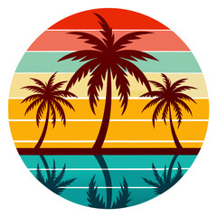 Silhouetted Palms and Flying Birds – Clean Geometric Sunset Frame