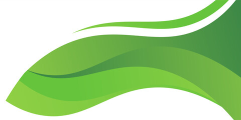 Abstract White and Green wave wide background banner