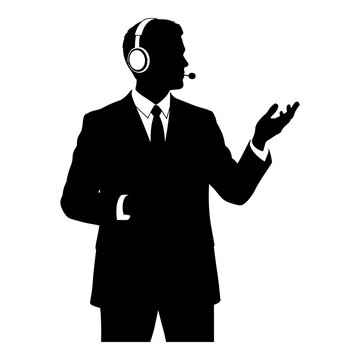 recommend clip art: Silhouette of a man with headset speaking