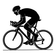 Cyclist Silhouette Riding a Road Bike
