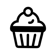 Cupcake Dessert and Sweet Treat Line Icons Set
