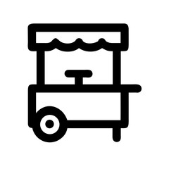 Food Cart Street Food and Vendor Line Icons Set