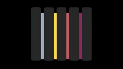 Fototapeta premium Colorful vertical lines between dark shapes on a black background