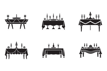 Obraz premium Elegant Table Setting Silhouettes for Dinner Parties and Special Occasions Decorations and Event Planning Graphic Resources