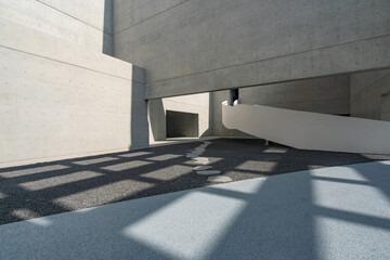 empty ground with modern building made with concrete