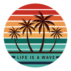 Life is a Wave – Minimalist Stripe Scene with Clean Typography