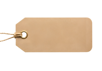 A blank, beige tag with a knotted string and metal eyelet.