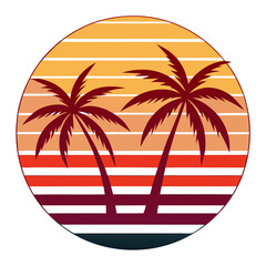Tropic Frame – Geometric Palms with Warm Horizontal Bands