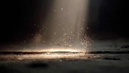 Bright light erupts from a dark surface, scattering sparks