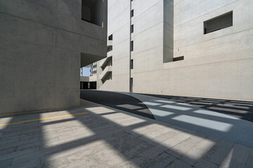 empty ground with modern building made with concrete
