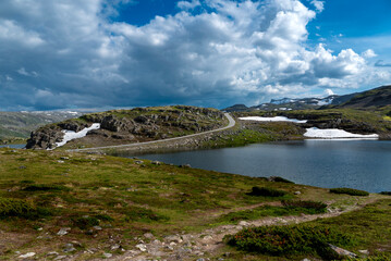 view of the lake in the mountains