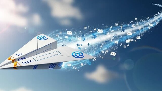 Email sent paper plane flying off with trail