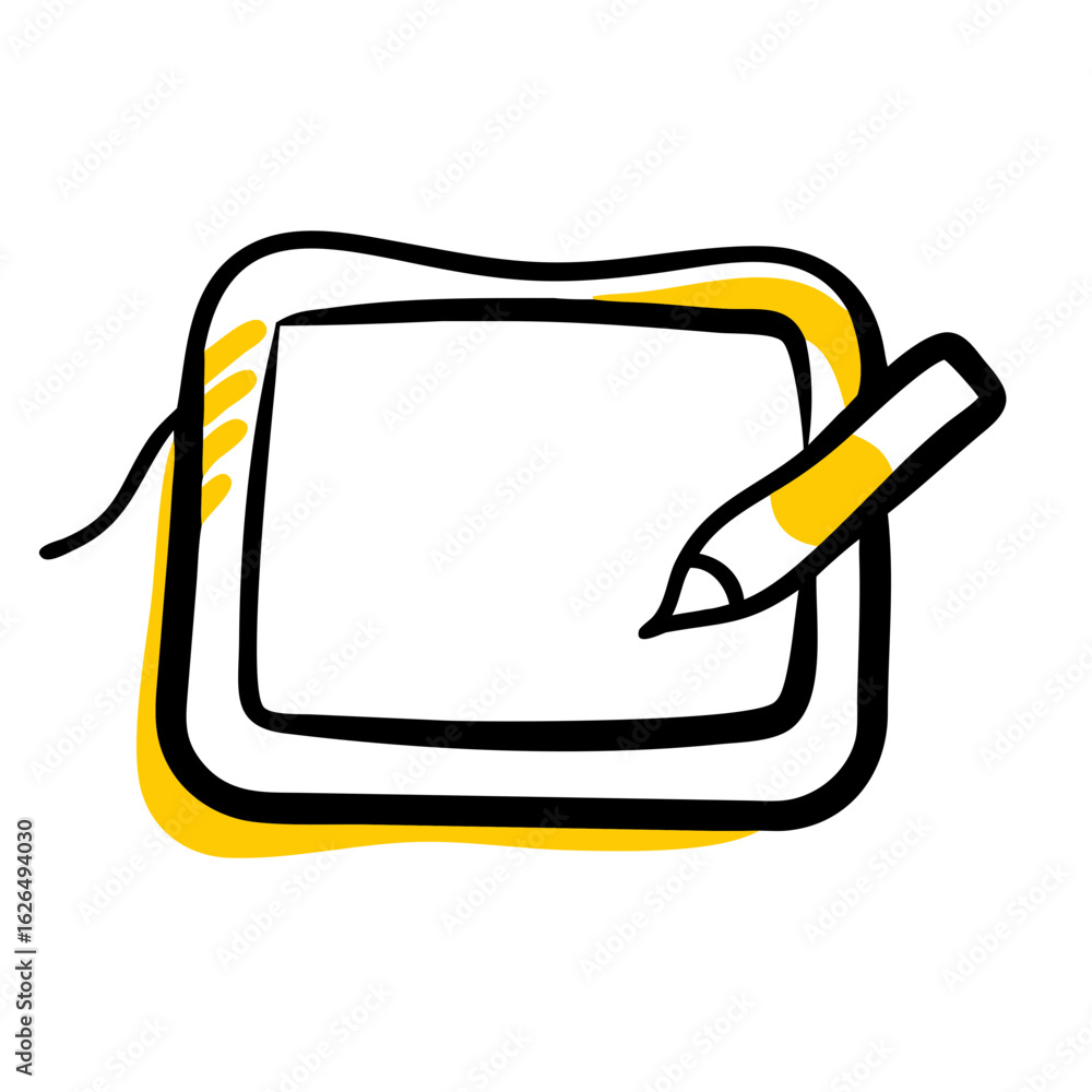 Poster digital tablet device hand drawing icon for web and graphic design