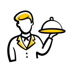 Waiter hand drawing icon for web and graphic design