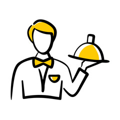 Restaurant Waiter hand drawing icon for web and graphic design