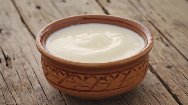 plain curd dahi yogurt indian dairy on warm background video