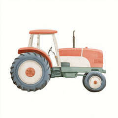 Obraz premium Vintage tractor parked on a farm under clear skies during daylight
