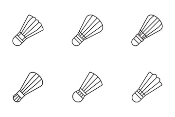Minimalist Badminton Shuttlecock Line Art Design for Sports and Recreation Projects with Clean White Background