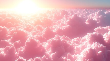 Fototapeta premium A pastel pink cloud field with a bright, golden light source.