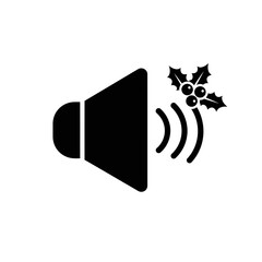 Loudspeaker emitting sound waves with holly design silhouette