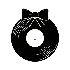 Vinyl record with bow decoration silhouette image